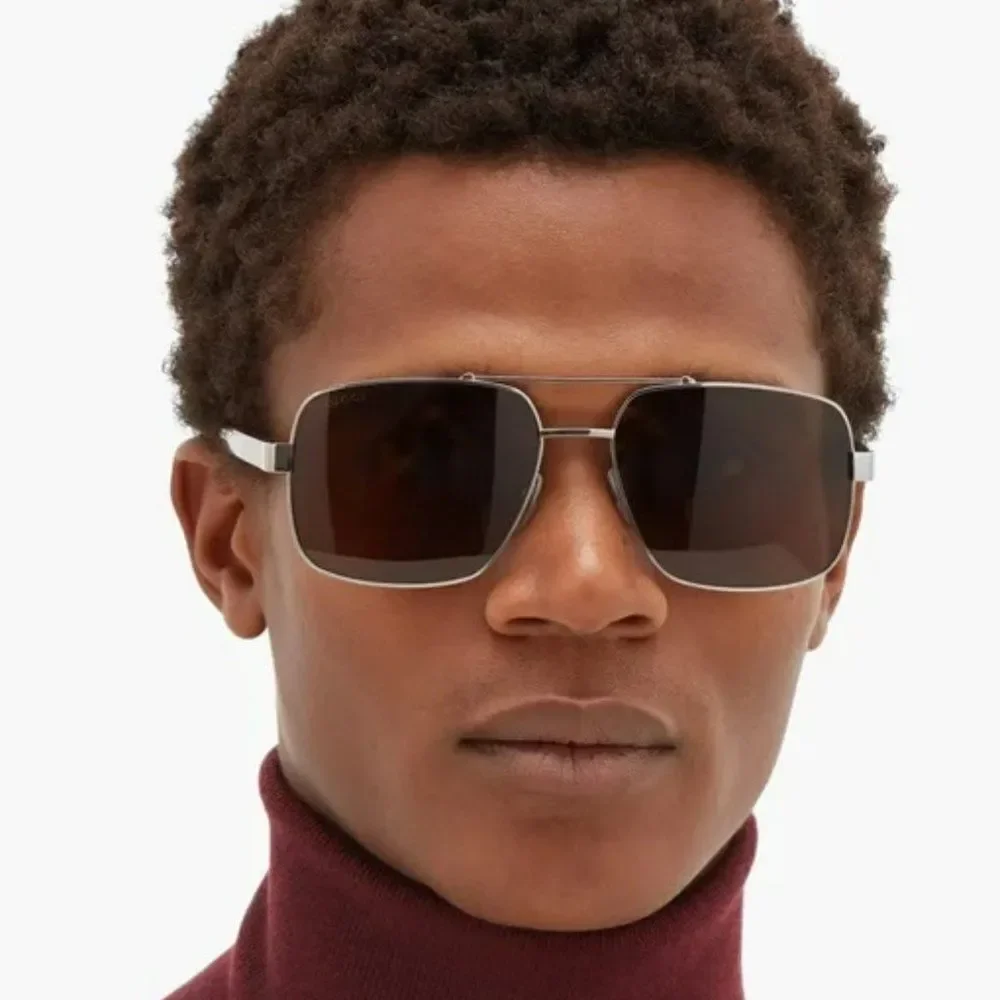 NEW Gucci GG0529S 001 Gold Black Grey Oversized Pilot Unisex Sunglasses